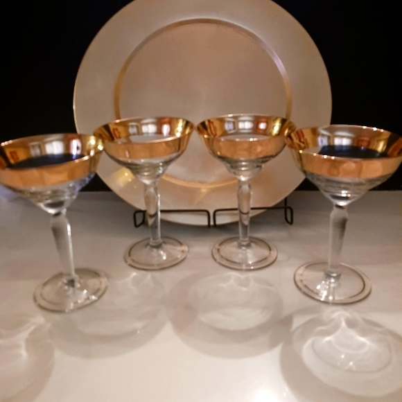 Gold Embellished Wine Glasses - Set of Four - Picture 2 of 5